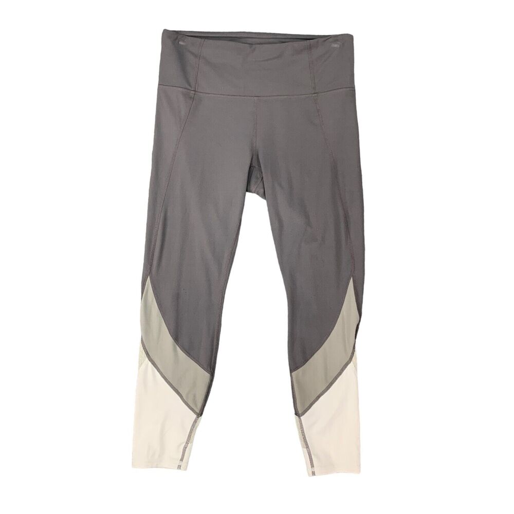 Athleta Salutation 7/8 Legging Womens M Silver Bells Colorblock Mesh Nylon Blend